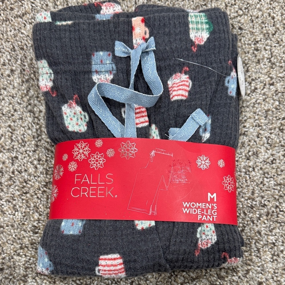 Falls Creek Dark Gray Pajama Pants with Festive Mug Print